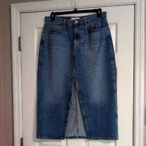 NWT - Mango Blue Denim Skirt With Front Slit